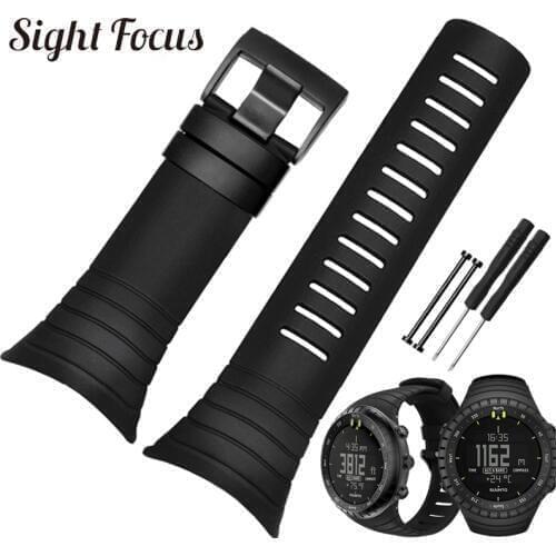 Waterproof Black Rubber Watch Strap For SUUNTO Core Watch Band Wrist Strap Silicone Durable Uhrenarmband SUUNTO Core Watchband