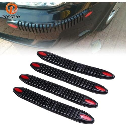 POSSBAY 4Pcs Car Bumper Guard Front Rear Stickers Decal Pegatinas Protector Decorative Trim Strips Pads for Audi BMW Golf Nissan