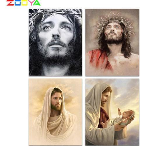 ZOOYA Diamond Embroidery 5D DIY Diamond Painting Full Dill Round Diamond Mosaic Picture Portrait Religious Jesus Christ RF1201