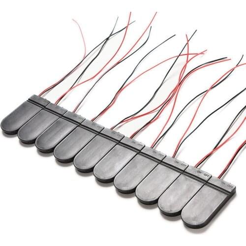 2pcs Black Plastic 2x CR2032 3V Battery Storage Box Case 2 Slot Way DIY Batteries Clip Holder Container With Wire Lead Pin