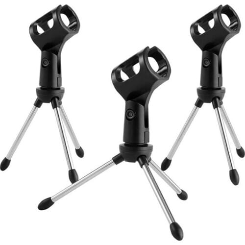 3 Pieces Desktop Microphone Tripod Stand Collapsible Microphone Clip Adjustable with Clip Holder Bracket for Meeting,Etc