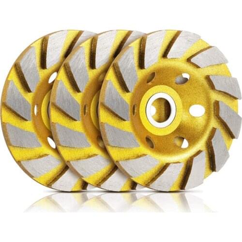 3 Pcs Turbo Row Diamond Grinding Cup Wheel Concrete Turbo Cup Disc Grinder for Sand of Concrete Walls, Floors