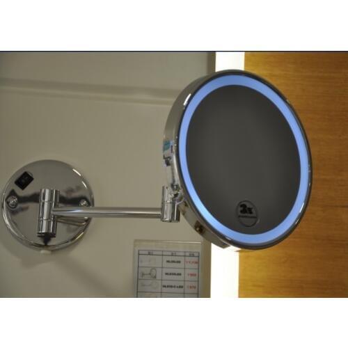 3X LED mirror bathroom cooper, wall mounted mirror metal round ,Makeup Mirror Folding Hotel Magnifying cosmetoscope