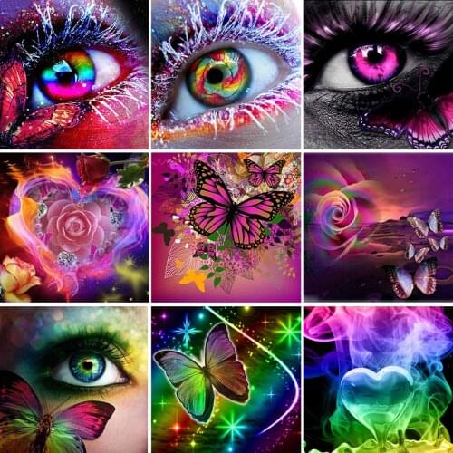 5D DIY Diamond Painting Butterfly Eye Cross stitch Kit Full Drill Square Embroidery Mosaic Art Picture of Rhinestones Home Decor