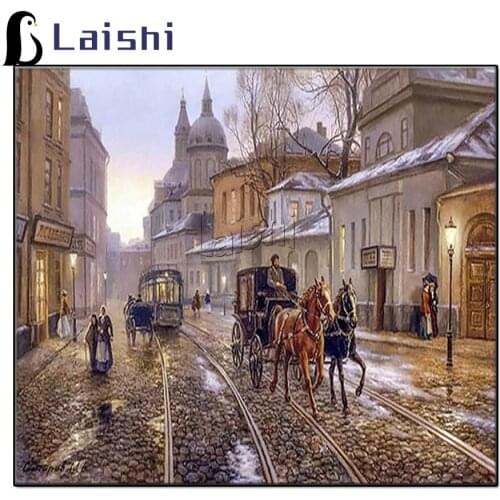 New Handicrafts Retro Street Carriage 5D Diy full Diamond Painting Cross Stitch Diamond embroidery Mosaic European Home Decor