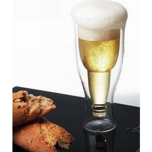 Big size Beer cup Creative Beer bottle Durable Double Wall Glass bottle Hopside Down hot sale free shipping