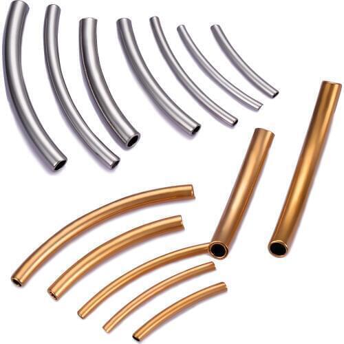10 pcs stainless steel Curved Tube Spacer Beads Connector Jewelry Findings For Bracelets Necklace DIY Jewelry Making Accessories