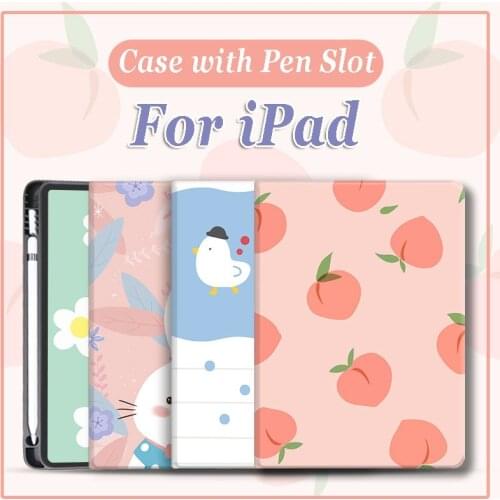 Case for 2020 IPad 10.2 8th 2018 2017 9.7 Mini 5 2021 Pro 11 10.5 Air 3 4 Smart Cover with Pencil Holder IPad 5th 6th Generation