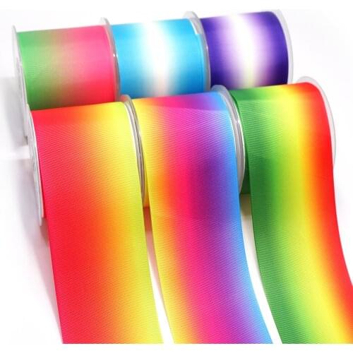 Colorful Grosgrain/Satin Ombre Ribbon Printed Ribbon For Crafts Decoration Bow 10Yards 24084