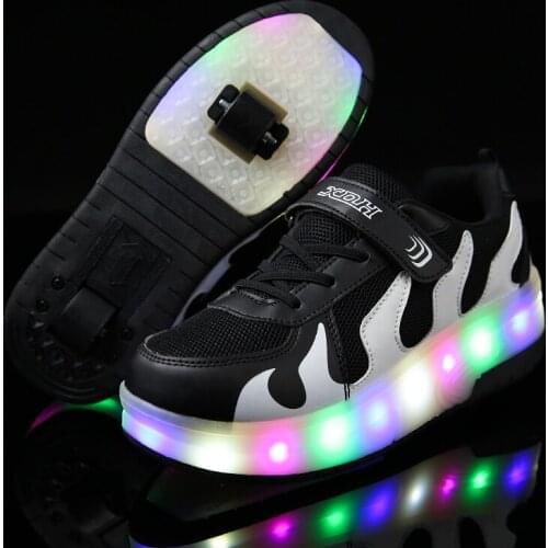 Two Wheels Luminous Sneakers USB Charging Led Light Roller Skate Shoes for Children Kids Shoes Boys Girls Shoes Light Up
