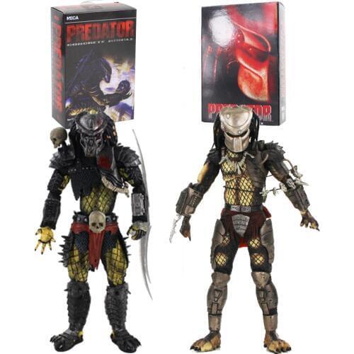 20cm NECA Aliens VS Predators Action Figures Scar-Face Sword Blade Concrete Jungle Hunter With Skull Weapon Model Toys