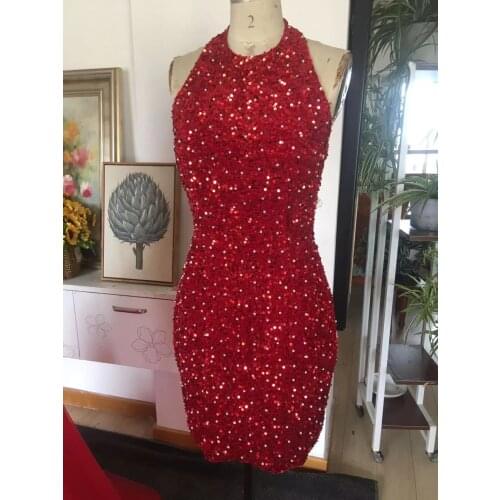 GY Customize various burgundy dresses. Detachable two-piece wedding dress, sexy halter neck tight-fitting sequin wedding dress