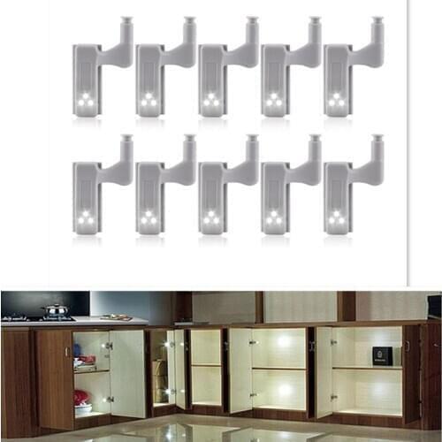 HiMISS 10Pcs LED Smart Touch Induction Cabinet Light Cupboard Inner Hinge Lamp Sensor Light Night Light for Closet Wardrobe