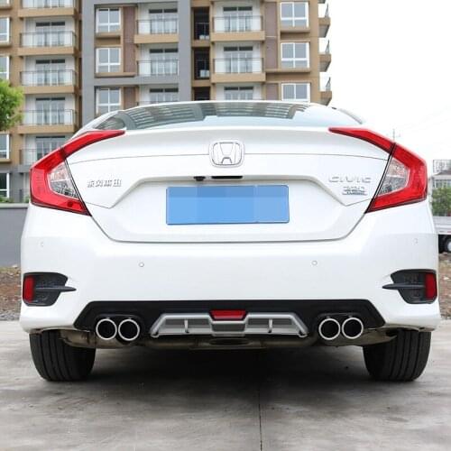 For Honda Civic 10th 2016 2017 2018 2019 2020 ABS Material Car Rear Bumper Lip Body Kit Auto Car Diffuser Accessories