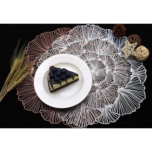 Hot PVC Hollow Insulation Coaster Pads Ginkgo Leaves Shaped Place Mat Solid Desktop Coaster Banquets/ Weddings/ Dinners/ Parties
