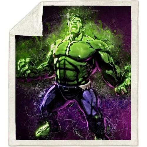Marvel Hulk Spider-Man Iron Man Captain America Superman Funny Character Blanket 3D Print Sherpa Blanket on Bed Home Textiles
