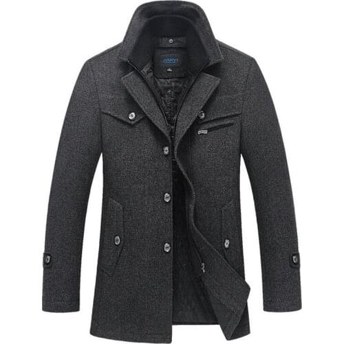 Woolen Winter Coat For Men Cotton Thicken Wool Blends Jacket Coats High Quality Male Tops Windproof Warm Trench Overcoats Male