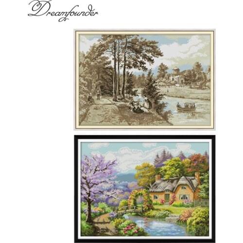 Riverside series cross stitch kit aida 14ct 11ct count print canvas stitches embroidery DIY handmade needl