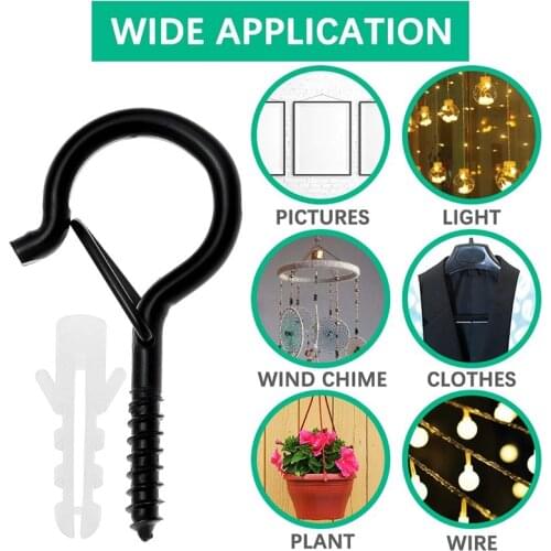 NHBR 40Pack Hooks Wall Mount Ceiling Screw Hook,String Lights Hanger Hooks Easy Release Outdoor Wire and Decoration Hanging