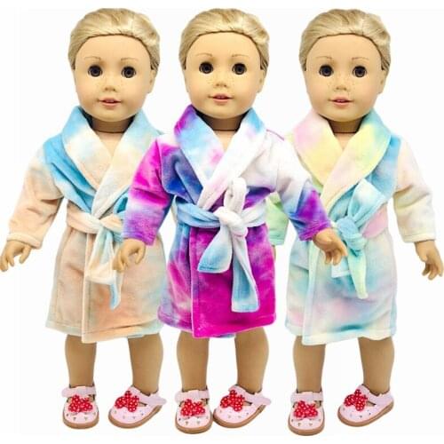 2021 New Pattern Colorful Plush Nightgown Clothes Fit 18 Inch American&43cm Baby New Born Doll Clothes Accessories