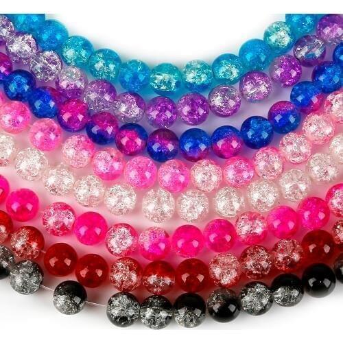 Wholesale 4/6/8/10mm Crystal Glass Beads Loose Spacer Crackle Round Pearl Charm Beads for women Jewelery Making DIY