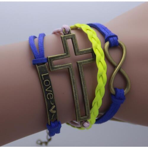 VC-LADY Bracelet 2016 Fashion Diy Hand Retro Cross Infinite BraceletS Best Friend Vintage Jewelry ABC