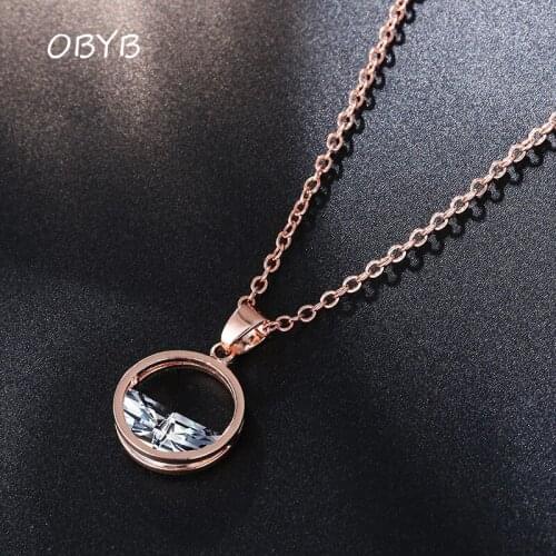 OBYB New Fashion Necklaces Punk Clavicle Chains Transparent Diamond Crystal Pendant Zircon Necklace for Women Men Jewelry Gifts