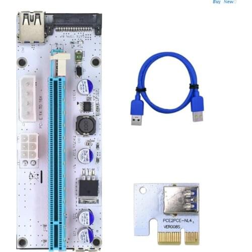 20CE Riser Card VER008S 3 in 1 Molex 4Pin SATA 6PIN PCIE PCI-E Express Adapter 1X 16X