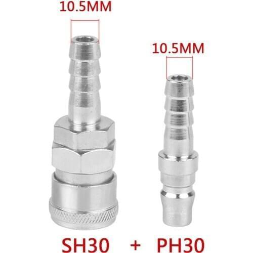 Pneumatic Type C Quick Connector SH / PH 30 Connected To 10mm High Pressure Air Hose Connector
