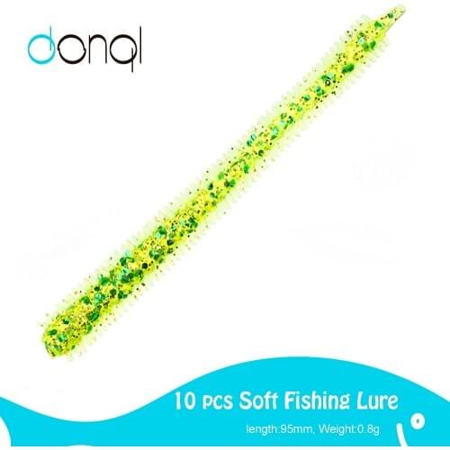 DONQL 10Pcs Jig Soft Lures 95mm 0.8g Silicone Worm Fishing Lures Fishy Smell Artificial Swimbait Wobblers Bass Carp Baits Tackle