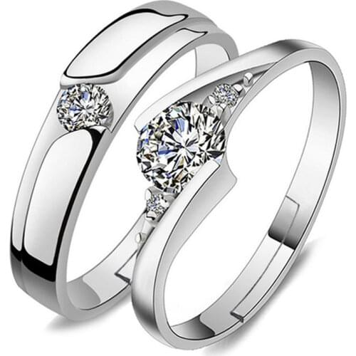 925 Sterling Silver Classic Zircon Forever Love Couple Rings For Wedding Anniversary Engagement Best Gift S-R33