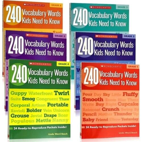 6 pcs/set English Vocabulary Workbook for Primary School Students Grade 1-6 English 240 Vocabulary New Hot Exercise Book Libro