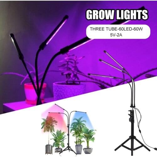 Grow Light with Tripod Stand Timing Dimmable Plant Growth Light with Red Blue Spectrum Adjustable Height & Angle 1.2m SCVD889