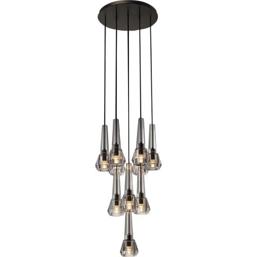 LED Postmodern Art Deco Copper Crystal Chandelier Lighting Lustre Suspension Luminaire Lampen For Dinning Room Foyer