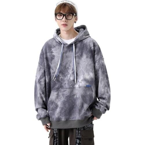 Hoodies & Sweatshirts Man Tie Dye Camouflage Cotton Loose Pullover Harajuku Hip Hop Women Teen Aesthetic Plus Size Pocket Tops