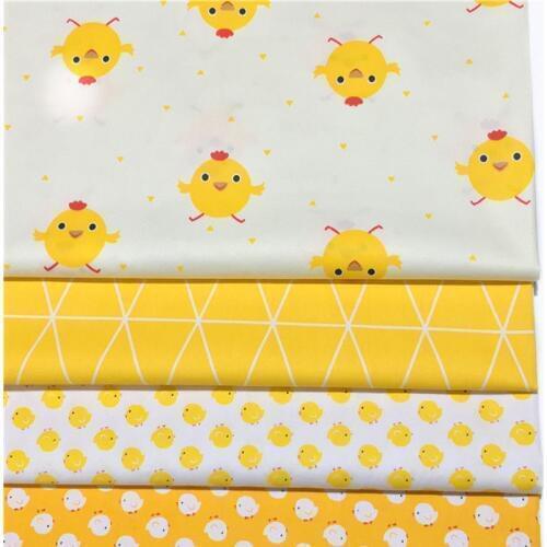 Adorable Yellow Chicken Printed 100% Cotton Fabric 50x160cm animal patchwork for baby cloth dress bedding home decoration
