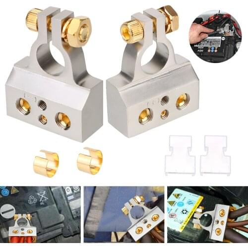 2Pcs Car Audio Stereo Cable Clamps Battery Terminal Connectors 0/2/4/8/10 Gauge Modified Kits Automotive Accessories Interior