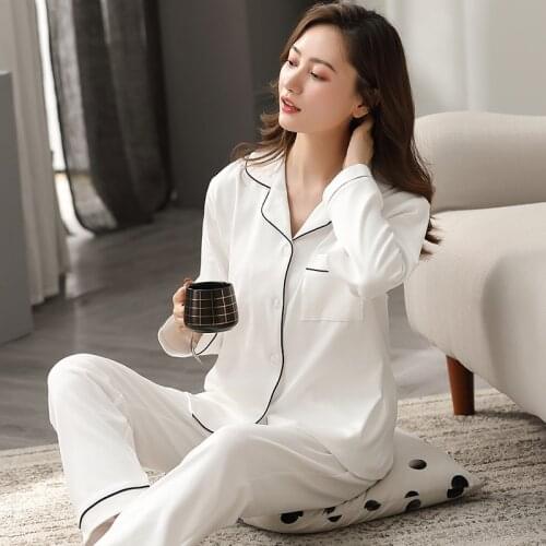Women 100% Cotton Pajamas Spring Dormir Sleepwear for Ladies Solid Pijamas Bedroom Home Clothes Pure Cotton Pyjamas Femme PJs
