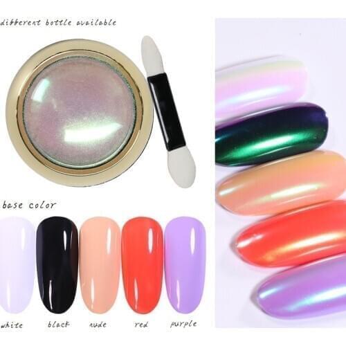 0.2g Mirror Effect Nail Glitter Dazzling DIY Salon Micro Nail Chrome Pigment Powder Discolor Laser Powder Nail Art Decorations