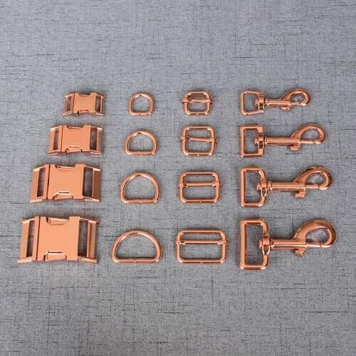 1 Set 15mm/20mm/25mm/32mm Webbing Dog Collar Paracord Metal Buckle Semicircular Clasp Belt D Ring Snap Hook Adjuster Harness