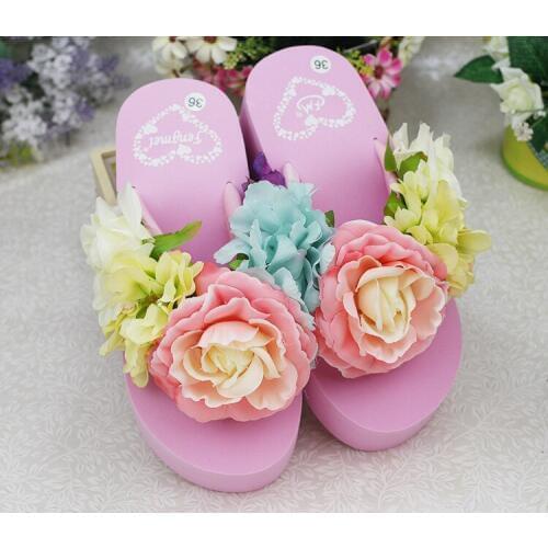 2019 New White Beach Handmade Slipper Flip Flops For Womens Beautiful Fashion Shoes Platform Sale High Heels Wedges