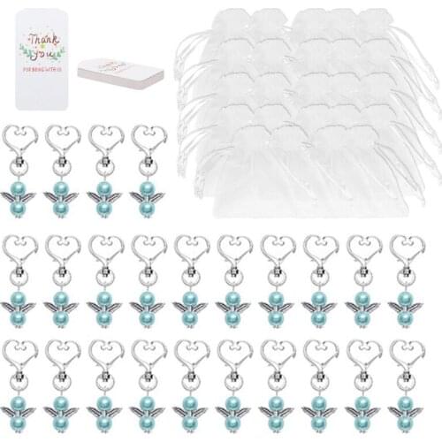 24Pcs Angel Favor Keychains Plus Organza Bags Plus Thank You Kraft Tags Guest Return Favors for Baby Shower Party Favors