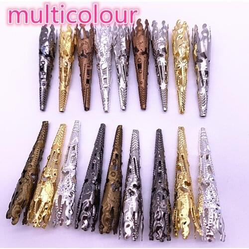 30pcs / Lot 42 X8mm Multicolour Caps Bead Hollow Out Flower Bugle Filigree Bead End Cap Cone Jewelry Making Components Finder