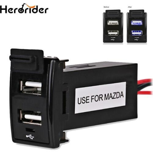 Herorider Car USB Charger Socket Adapter Dual USB Power Outlet Car Interface Socket Charger For Honda For Suzuki For Mitsubishi