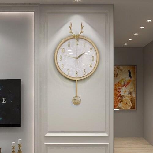 Mute bedroom deer head wall clock home creative European style atmospheric clock fashion wall watch living room wall clock