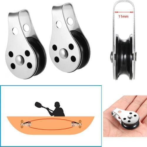 2pcs Anchor Trolley Heavy Duty Pulley Block for Boat Canoe 2-8mm Dia. Rope