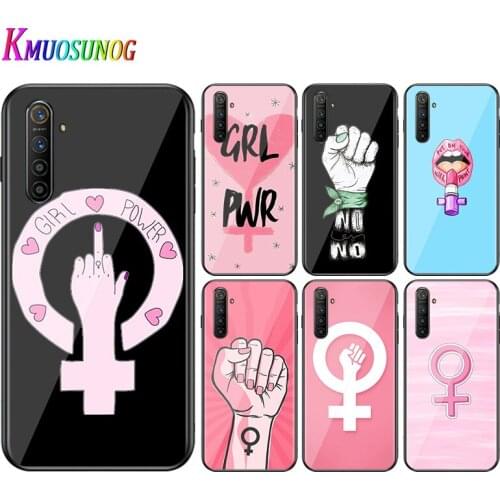 For OPPO A5 A9 2020 F7 Phone Cover Girl Power Feminist for OPPO Reno 2 Z 2Z 2F 3 4 Pro 5G Bright Black Phone Case