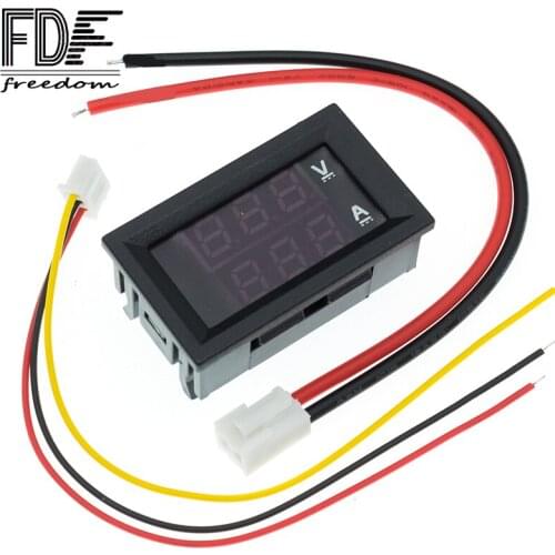 DC 0-100V 10A Digital Voltmeter Ammeter NEW Dual Display Voltage Detector Current Meter Panel Amp Gauge 0.28" Red Blue