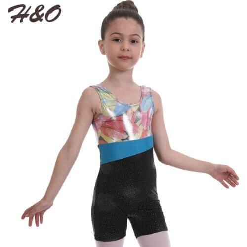 Kids Girls Toddler Color Printing Leotard Children Teens Rhythmic Gymnastics Sparkly Skate Ballet Dance Costume Unitard For Girl