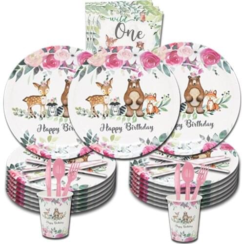 Wild One Tableware Animal World Party Decor One 1st Birthday Party Decor Kids Safari Woodland Forest Theme Jungle Animal Decor